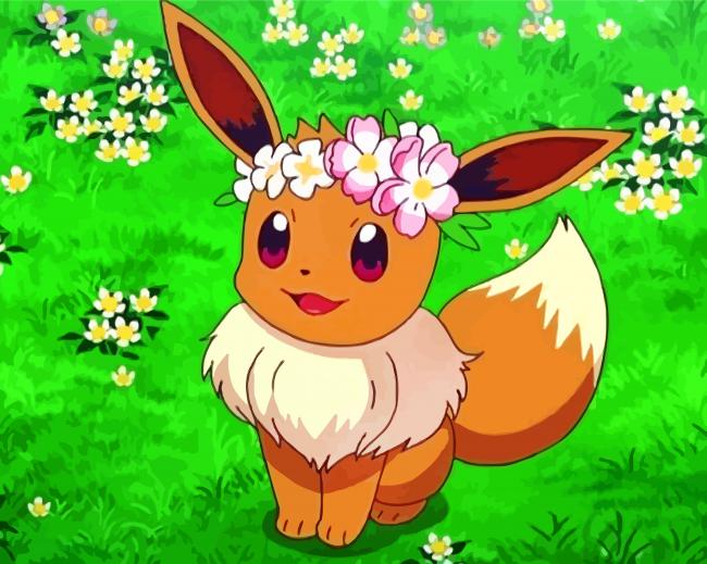 Aesthetic Eevee Pokemon Anime - Paint By Numbers - Painting By Numbers